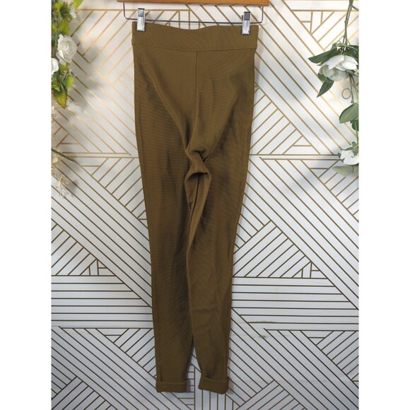 American Apparel Women's Classic Riding Pant Camel Ribbed High Waist SMALL - Picture 6 of 6